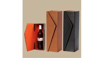 Luxury Custom Logo Black PU Leather Bottle Gift Whisky Display Packaging Wine Box1