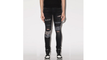 Slim Fit Ripped Black Rockstar Jeans Cotton Black Colour Fly Patch Work Skinny Jean for Men1