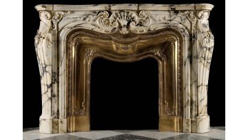 Elegant Stone Fireplace Surround with Copper Accents
