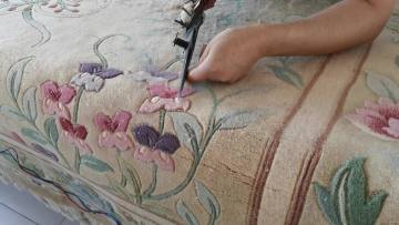 beige colour hand tufted wool carpet rug luxury handtufted foshan area rug for hotel villa1