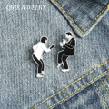 QIHE Jewelry Pulp Fiction Enamel Pins Impromptu Swing Dance Brooches Badges Fashion Movie Pin Gifts for Friends Wholesale