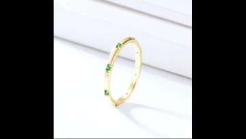 Women 925 Sterling Silver Gold Plated Band Multi Color Stone Diamond Full Rainbow Ring1