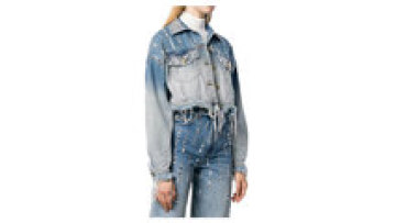Womens Rhinestone Jean Jacket Two Piece Set Clothing Cropped Denim Suit1