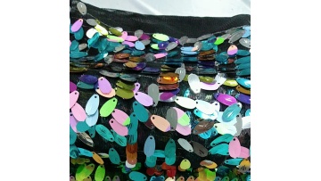 2024 black base fabric sequined mesh stretch tulle shiny cloth wedding fabric of dress1
