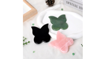 Hot Sale Natural Crystal Jade  butterfly Shape Rose Quartz Gua Sha Board for Facial Beauty1
