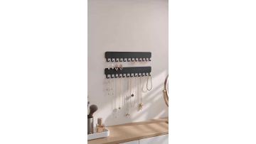 Wall-mounted jewellery storage box, self-adhesive hanger with hook