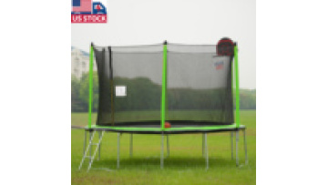 USA stock 12 Foot Trampoline with Safety Enclosure and Ladder  for Kids Adults1