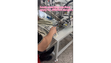 The SH1600P plastic hanger machine attaches metal hooks to plastic hangers