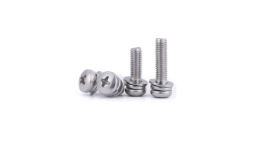 M3*15 M4*15 M5*15 M6*15 Two Washers Carbon Steel Pan Head Stainless Steel 304 Sems Screw