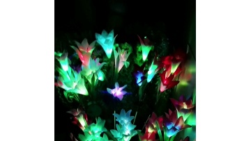 Led Solar outdoor Waterproof 4 heads Vivid Lily  Flower Light Garden Holiday Party Spike Landscape Pathway Light1