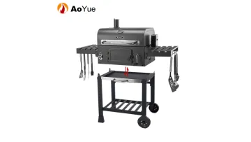 Outdoor Kitchen Cooking Charcoal BBQ Trolley Smoker Grill Machine Household Folding Charcoal BBQ Grill Cart1