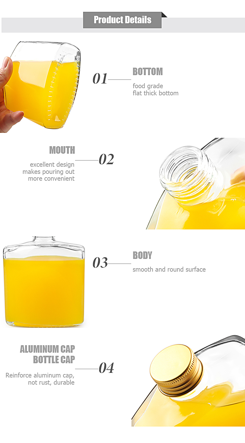 Flat Square Glass Bottle