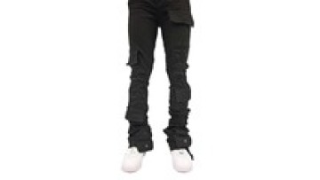 Custom High Quality Black Destroy Wash Ripped Patch Spliced Skinny Fit Stretch Raw Edge Men's Jeans1