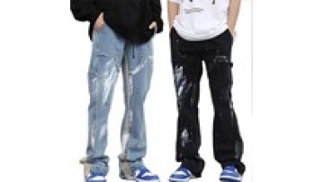 Custom Vintage Street Wear Painted Flare Jeans For Men Ink Wash Wide Leg Baggy Carpenter Jeans Mens1