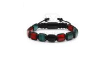 Customized Logo 8mm Natural Stone Square Braided Bracelet - Green Tiger Eye Lapis Matte Black Agate for Men1