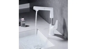 6278 White Hot and Cold Water 304 Stainless Steel Pull-out Kitchen Faucet1
