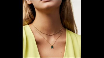 Euramerican Square Pendant Fritillaria Stainless Steel Necklace Turquoise Double Layered Chain1