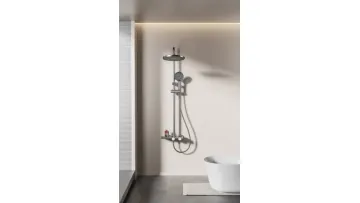 3012 New Space Aluminum Gray Three-Function Deluxe Knob Shower Set1