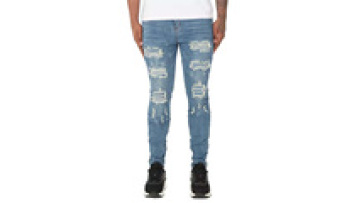 Custom Logo Men's Fashion Ripped Denim Jean Washed Patchwork Slim Stretch Skinny Men Jeans Pants1