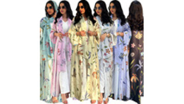 New Collection Abaya 2026 Modest Dresses Simple Open Abaya Flower Printing Abaya Women Muslim Dress Islamic Clothing Women Robe1
