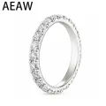 AEW Solid 14K 585 White Gold 1.2ctw 2mm DF Color Moissanite Eternity Wedding Band Moissanite Ring for Women Ladies Ring