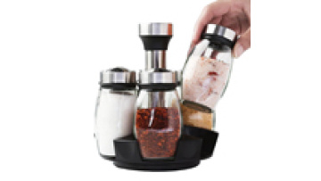 Glass Seasoning Jar Seasoning Box Rotatable 6-Piece Set Of Kitchen Supplies1