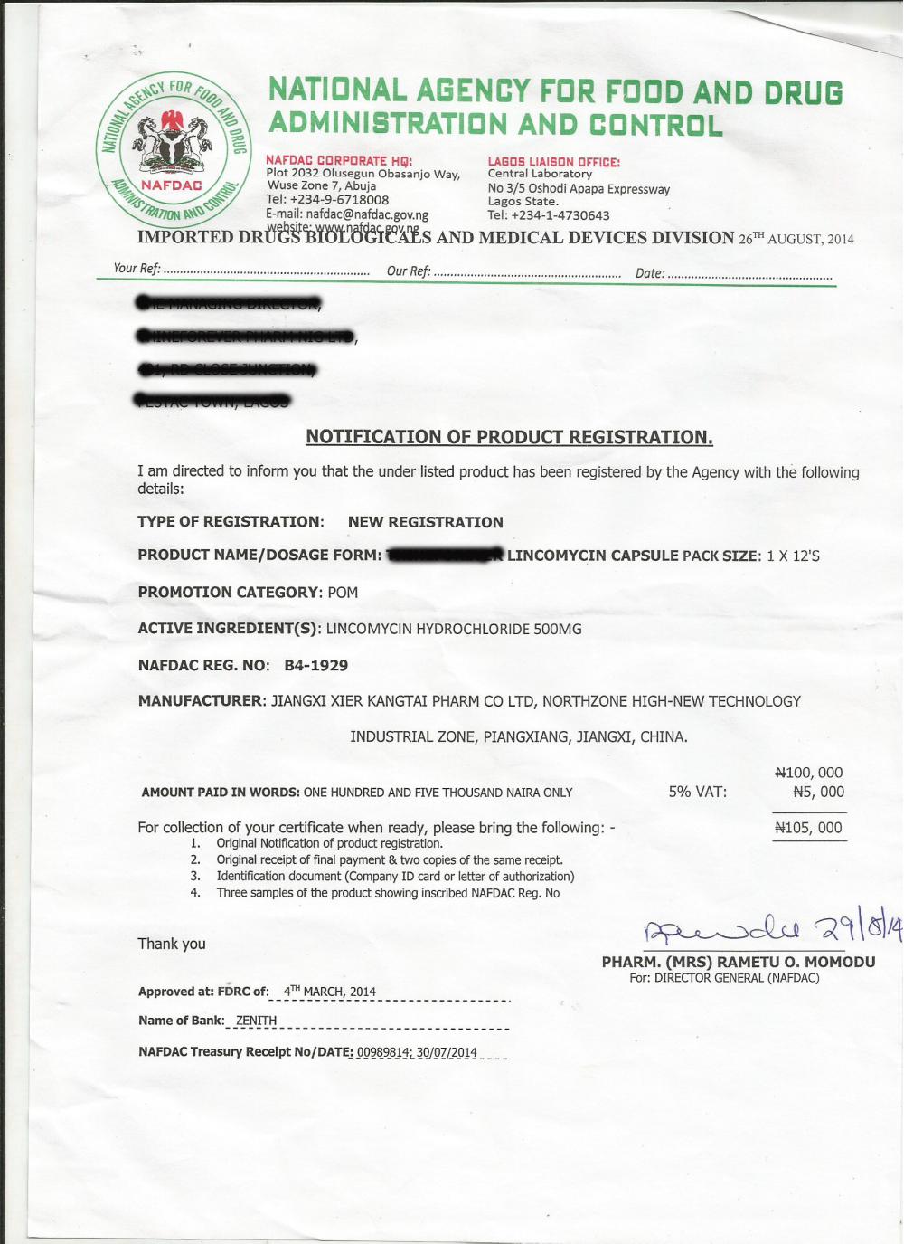 Sierra Leone Registration Certificate