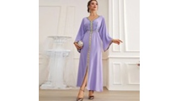 Borka Dubai Dresses Fashion for Newest Hand-stitched Diamond Travel New Sleeve Dress Southeast Asia Middle East Abaya Maxi Dress1