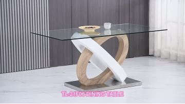 TL-21F06 thick glass dining table 160cm with MDF frame