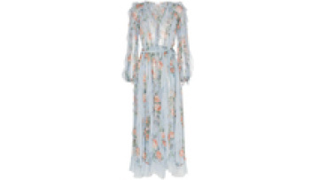 High Quality Ethereal Flower Print Holiday Beach Dress Deep V neck Fairy Resort Dress Women1