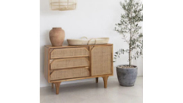 Bestseller modern designs nordic style  natural  sideboard display storage rattan living room kitchen wood cabinet1