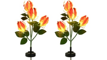 Outdoor Solar Led Artificial Flame Lily Flower Spike Light For Party Holiday Landscape Garden Pathway Villa Security Night Light1
