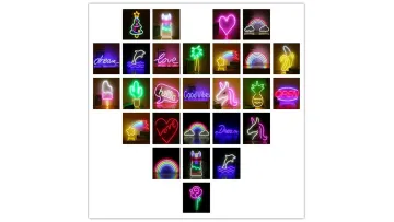 Remote Control Led Neon Sign Light  Rainbow Star  Hello for Room Party Wedding Decoration Xmas Gift Night Toy Animal Kid's Light1