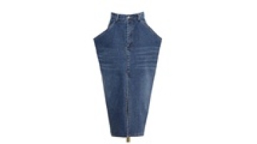 Fashion Girl's Irregular Denim Midi Jean Skirt with 2 Sides Pockets for Woman1
