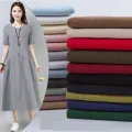 135cm x50cm thin solid color Sand washing treatment cotton linen cloth slub soft fabric diy dress robes clothing handmade 200g/m