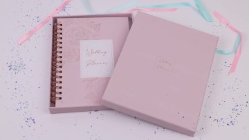 Custom Printing Luxury Spiral A5 Girl Pink Rose Gold Journal Wedding Planner And Notebooks with Gift Box Set Manufacturers1