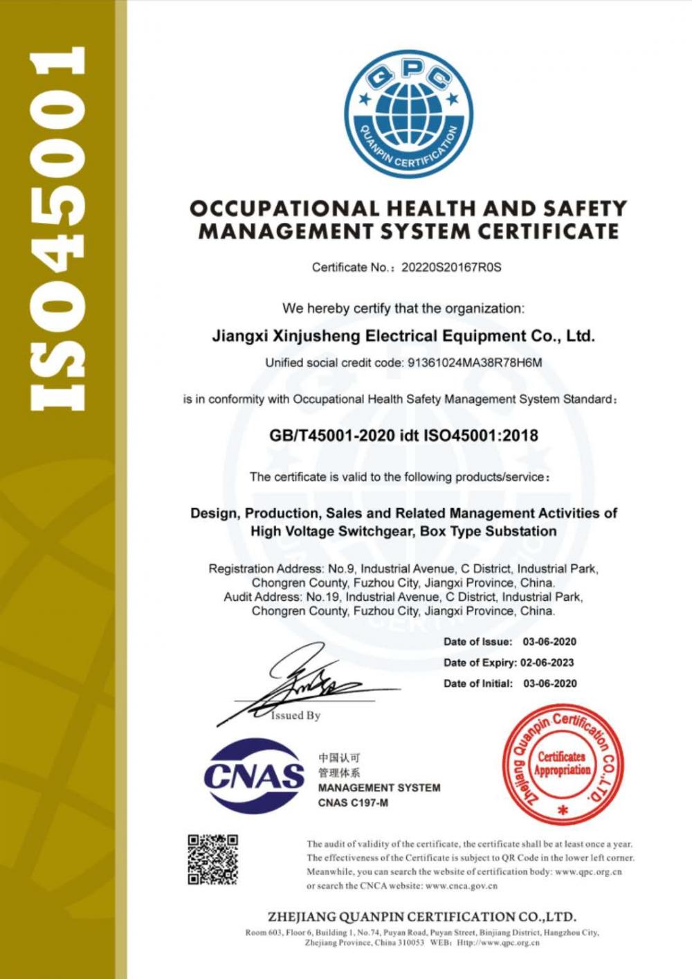 Occupational Health and Safety Management System Certification