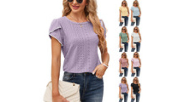 Casual Petal Sleeves blouse girl high quality t shirt Fashion Wholesale loose Ladies Tops women's  t-shirts knitted top1