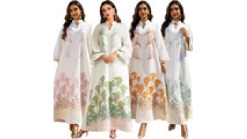 Floral Embroidery Jacquard Maxi Abaya Kaftan Dubai Arabic Morocco Turkey Islamic Dress1