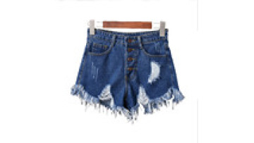High Waist Ripped Breasted Denim Shorts Women'S Summer Plus Size Wide Leg Pants Raw Hot Pants1