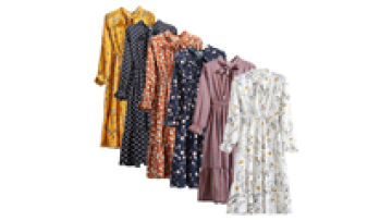 Custom Dress Floral Printing Chiffon Dress Summer Women Long Sleeved Retro Collar Casual Slim Dresses1