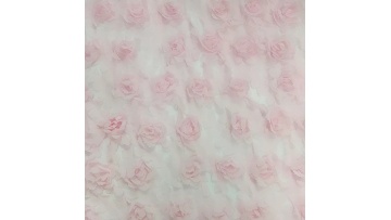 2020 High Quality Pink 3D Three-Dimensional Embroidered Mesh Fabric For Women's Dress Fabric1