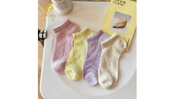 Korean version solid color mesh short socks ins dot yarn socks