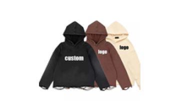 Custom Logo Vintage Distressed Acid Washed Loose Cropped  Men Streetwear Blank Raw Hem Hoodies1