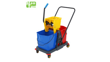 60L Mop Wringer Cleaning Trolley Double Bucket Wblackrsolid Mop Wringer BUCKETS Sustainable Plastic Mop Square Plastic Bucket 301