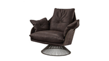 Wholesale High back rotatable sofa black brown top genuine leather Luxury design living room chair1