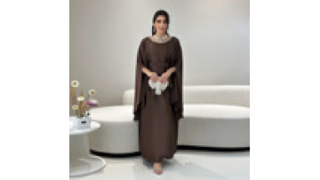 Luxury Dubai Abaya 2025 Diamond Neck Elegant Modest Women's Dresses Solid Color Islamic Girl Kaftan Dress Women Abayas1