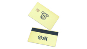 Metal Credit Card with Contactless Chip, Magnetic Stripe, and Brushed Brass Finish1