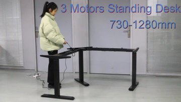 Electric 3 Motor Height Adjustable Computer Table Standing Desk In Office1