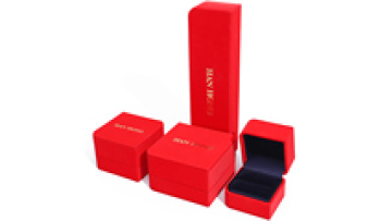 Hanhong wholesale custom logo round jewelry packaging box Earrings bracelet brand box necklace ring Red leather jewelry box1